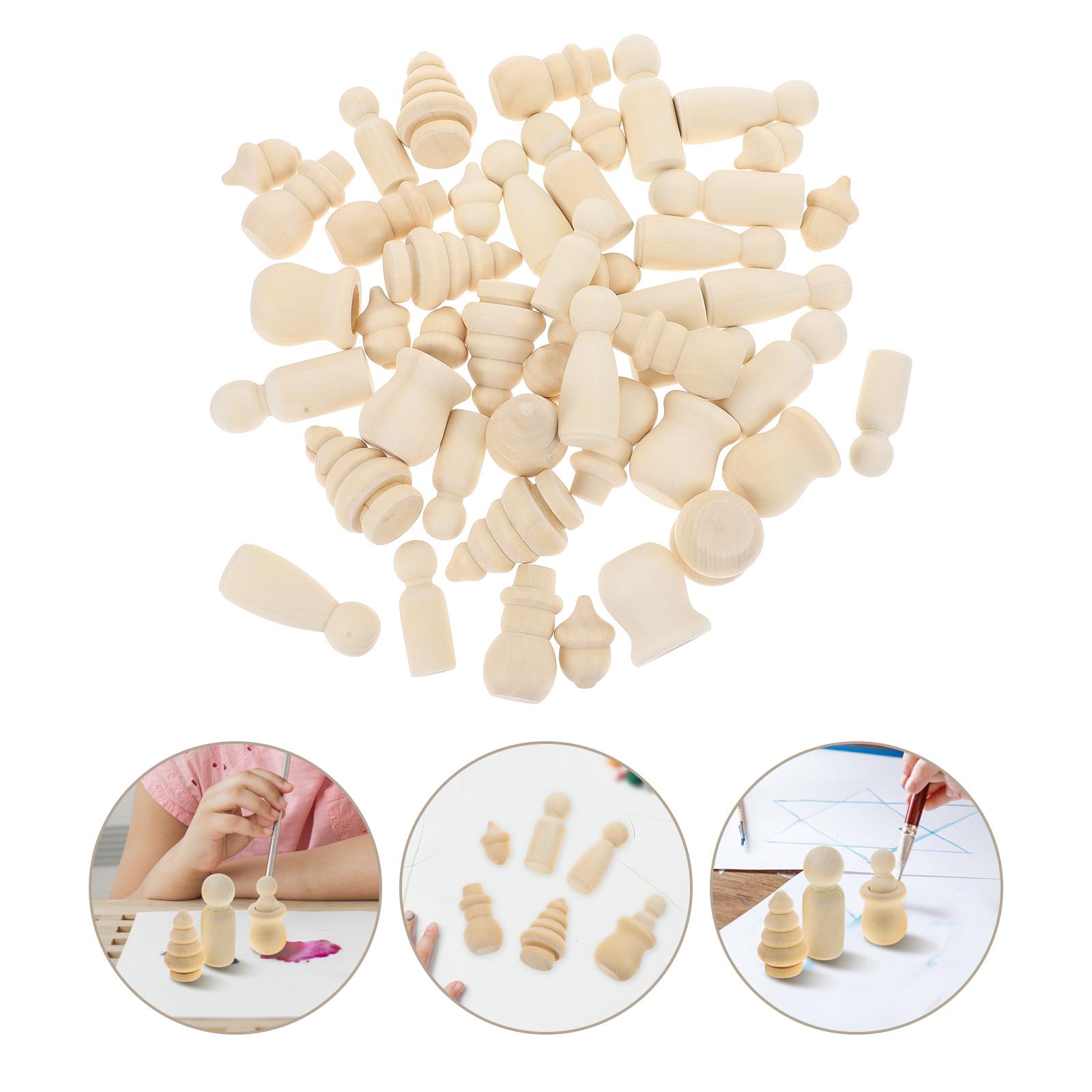 Healvian Muñecos Material Madera Beige sin Terminar para Pintar de Madera Diy para Manualidades Decoración Creativa Diseño Mini y Original de Oficina y Sala