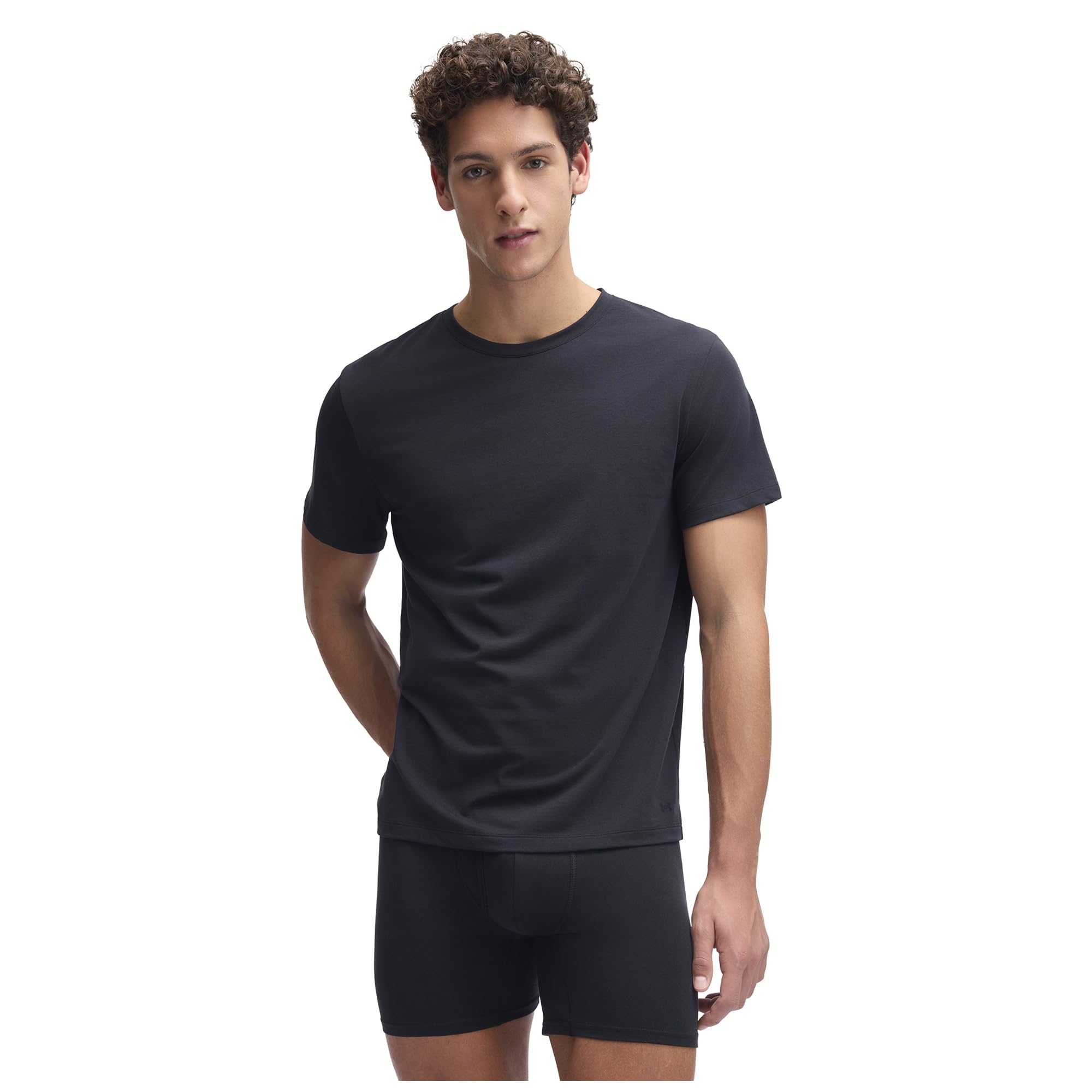 Under Armour Męska bawełniana koszulka z okrągłym dekoltem, Czarny, S
