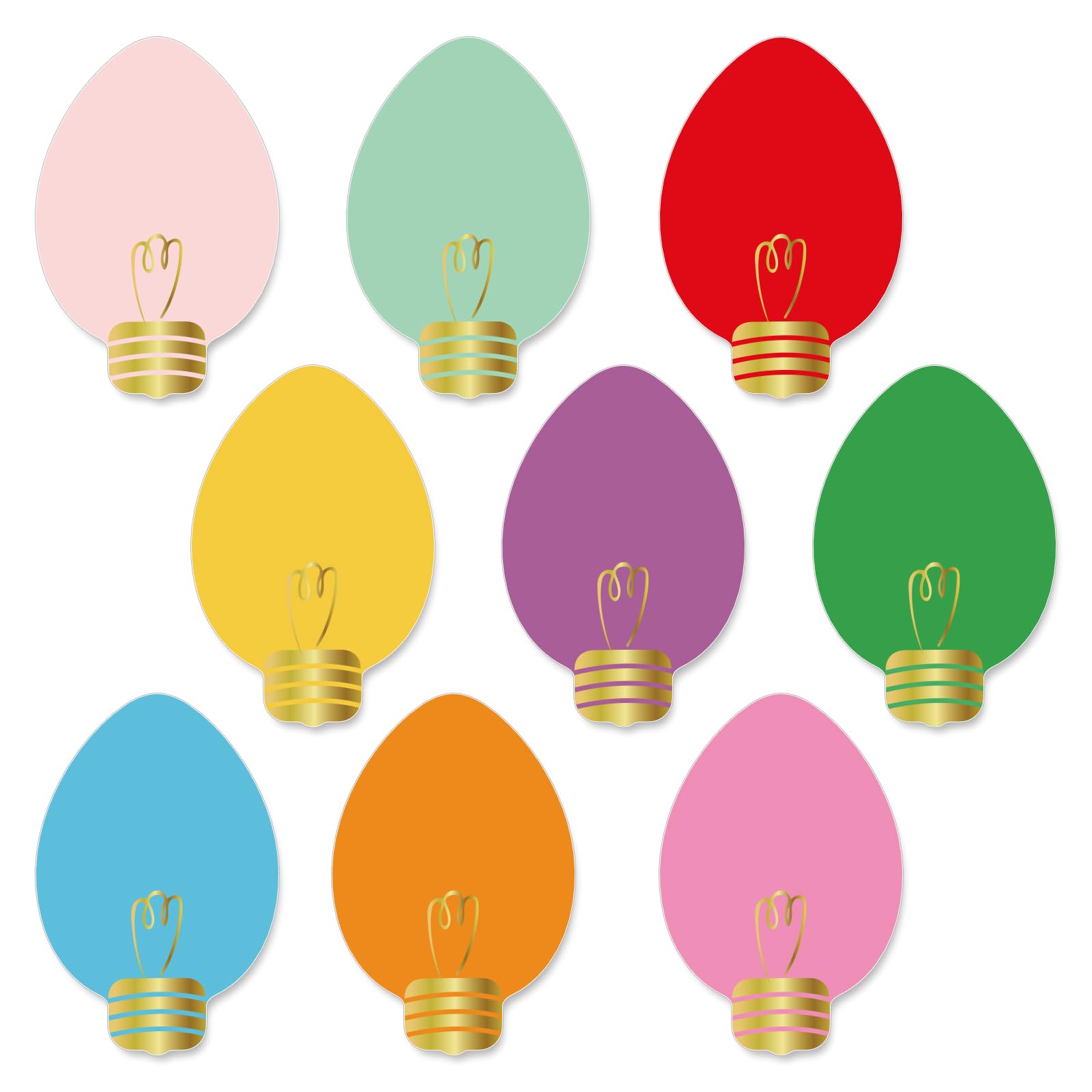 Whaline 45Pcs Christmas Paper Cutouts Colourful Bulb Cut-Outs with 100Pcs Glue Points 9 Colors Assorted Xmas Bulletin Board Decor for Craft Art School