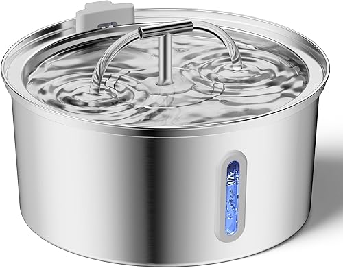 Miniatura 12 de Fuente de agua inalámbrica para gatos, fuente inalámbrica de acero inoxidable para gatos, fuente automática de agua para mascotas de 108 onzas/3.2