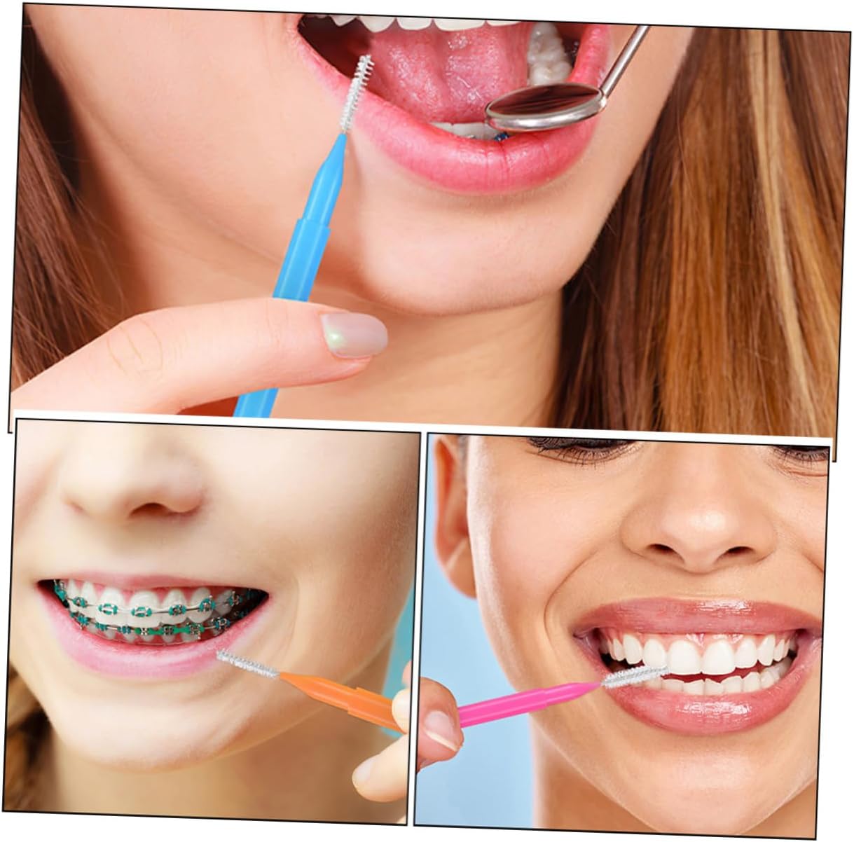 Mobestech 200pcs Interdental Cleaning Brushes for Ergonomic Cleaning Tool Colors for Oral Care