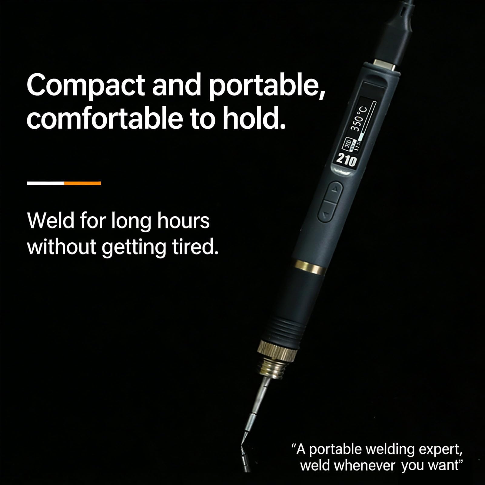 Gugxiom Kit de Fer à Souder Filaire Portable 100 W, Contrôle Intelligent de la Température avec écran OLED et Veille Automatique, Stylo de Fer à Souder Intelligent 176-788 ℉, Chau (Prise UE)