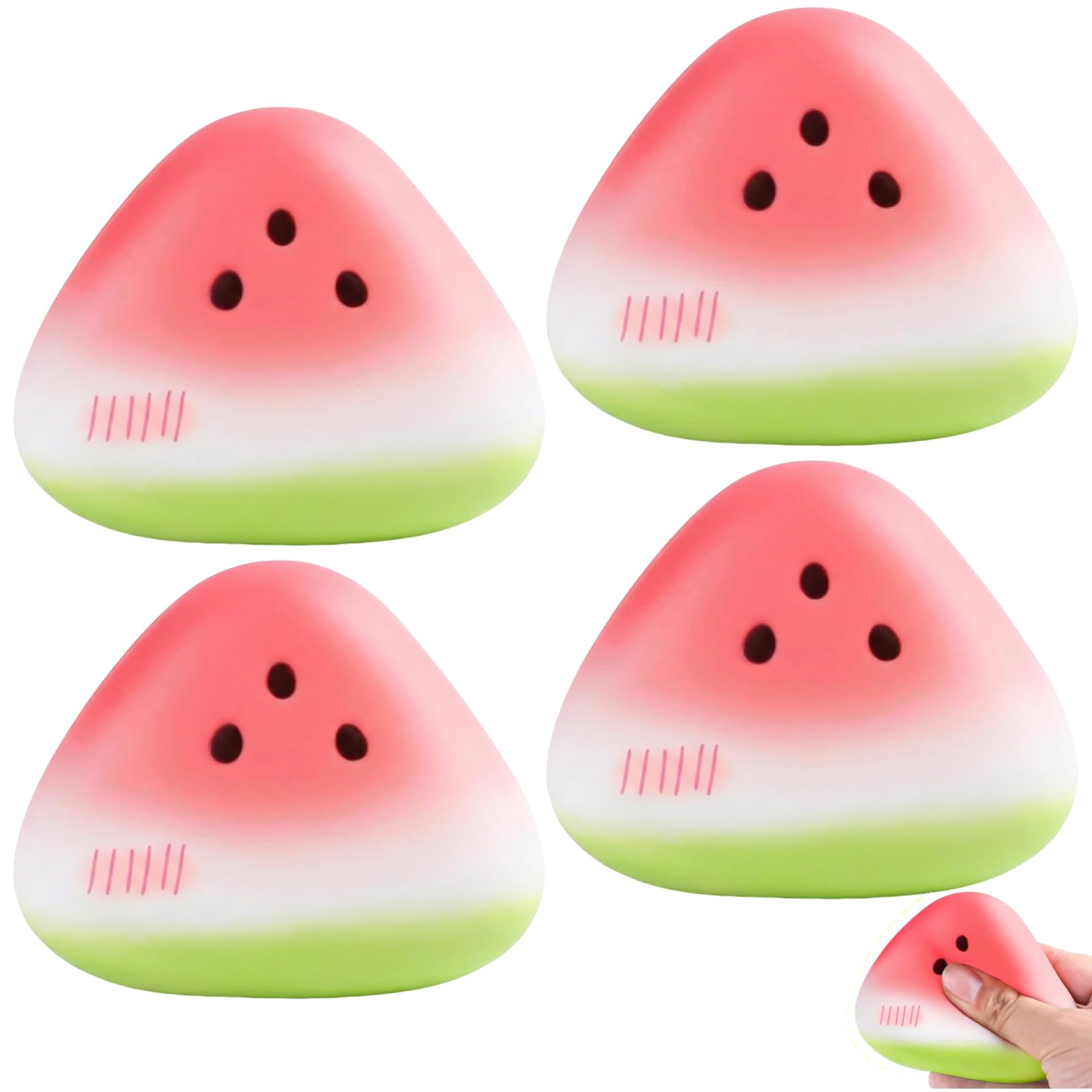 4 Pcs Watermelon Squishy, Stress Ball Colour Changing, Pink Ice Watermelon Foam Squishy, Colour Changing Squishy Toy, Lightweight Portable Squeeze Toy for Desktop Decoration, Relaxation and Daily Use