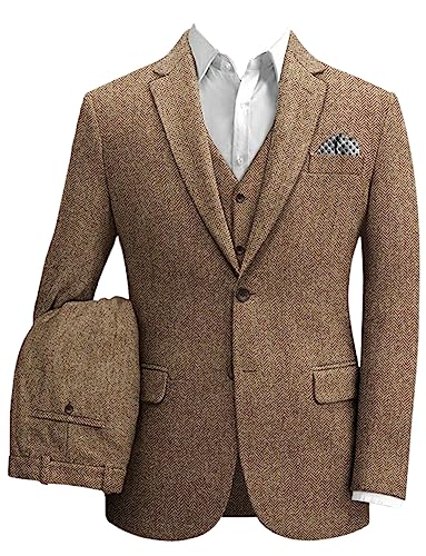 Costume 3 pièces à chevrons pour homme, smoking de mariage chic avec revers à cran