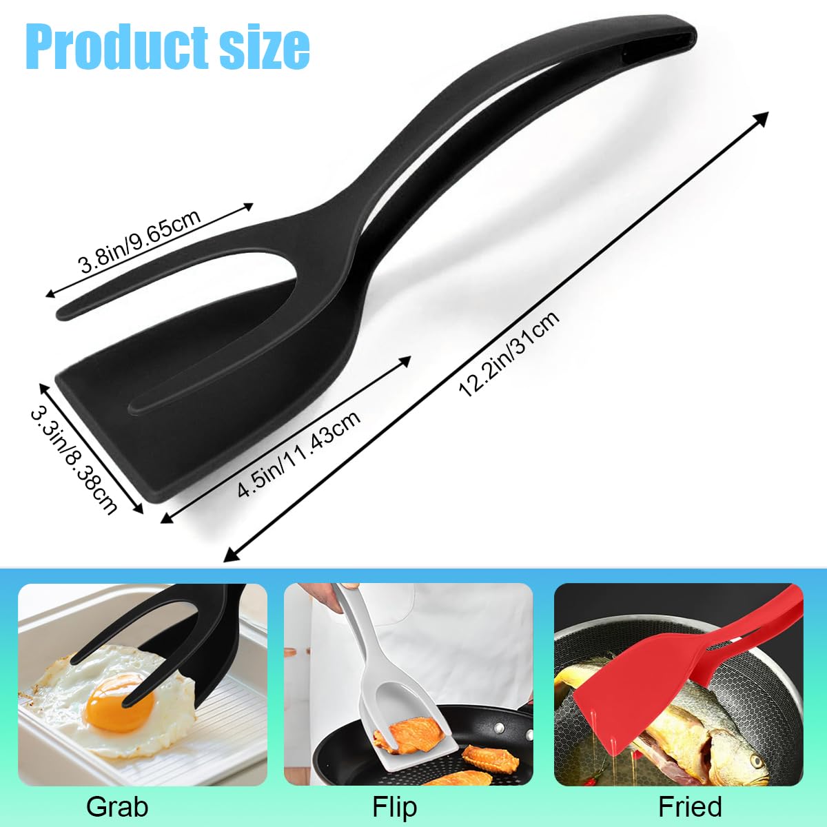 Spatole Acciaio Inox 35cm - 2 Pezzi, Resistente Al Calore, Per Cucina, Pesce E Pancake - Foto 3