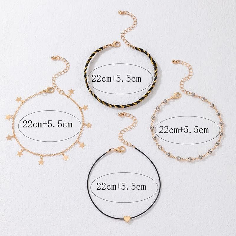 Miniatura 4 de Gold Ankle Bracelets for Women,Gold Anklets for Women Layered Evil Eye Star Beads Cuban Link Chain Anklets Set Summer Beach Foot Chian Jewelry