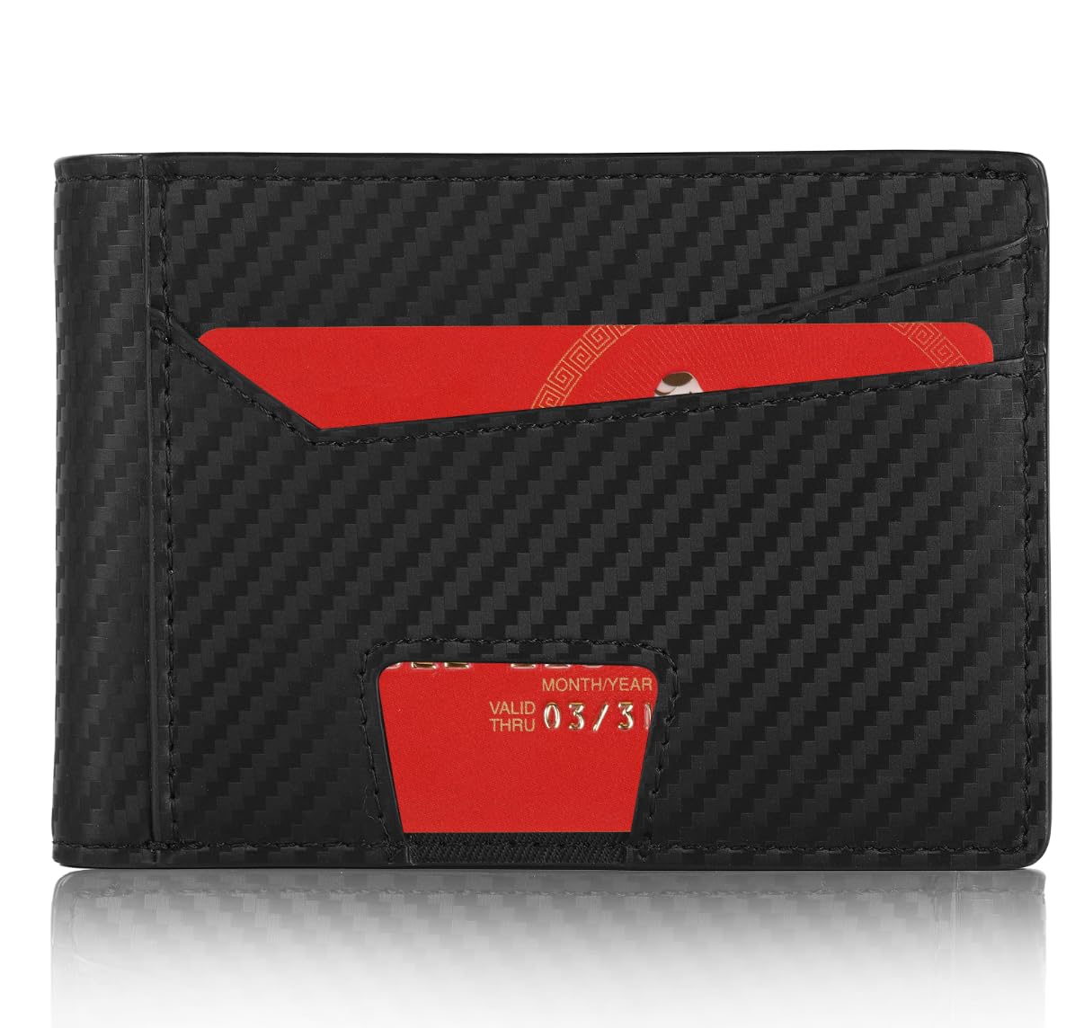 homelfin RFID Wallet for Men, Leather Mens Wallet with 2 ID Windows, Stylish in Gift Box, Perfect Gifts for Men(Black)