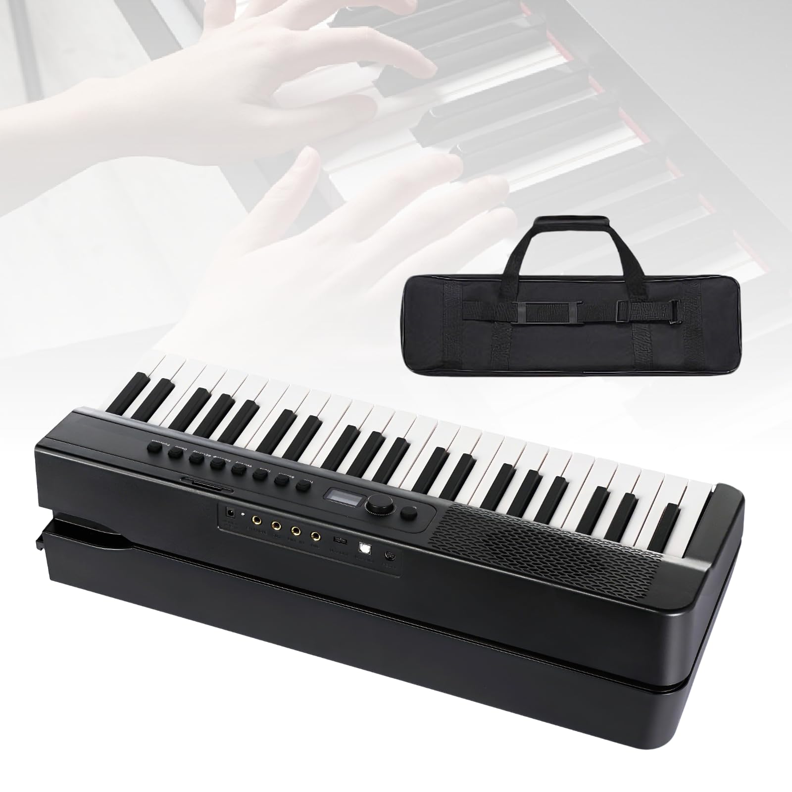 88-klawiszowa składana klawiatura cyfrowego pianina, pełnowymiarowe cyfrowe pianino, w zestawie zasilacz, słuchawki i pokrowiec na pianino, zaprojektowane dla początkujących. Black