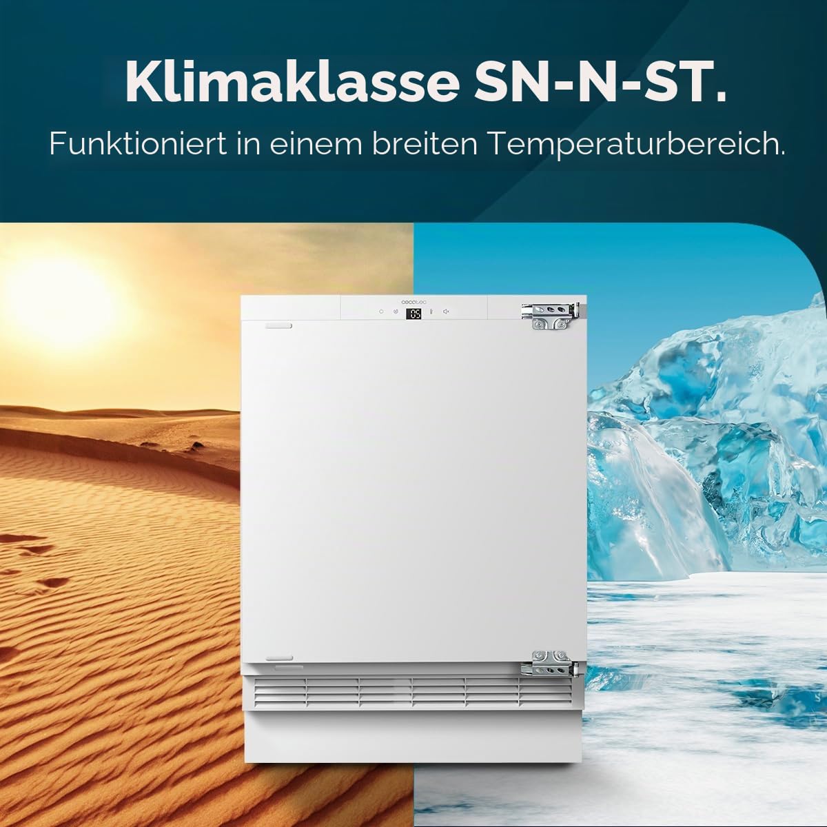 Cecotec Bolero Coolmarket TF BI 101 White E. Integrierbarer Mini-Gefrierschrank, 101 l, Display Touch und Fast Freezing, umkehrbare Tür, einstellbare Temperatur -14 °C bis -24 °C,