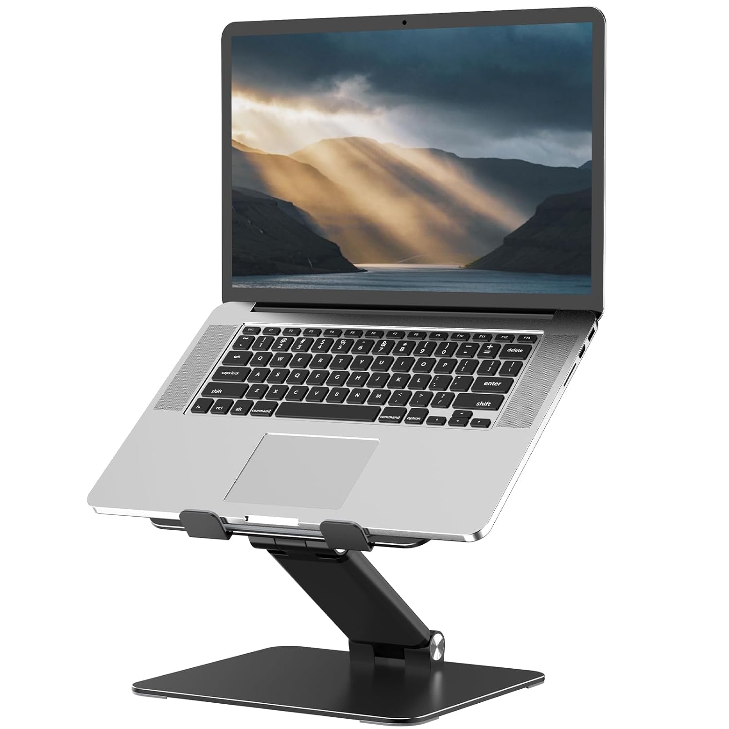Adjustable Laptop Stand for Desk, Metal Foldable Laptop Riser, Portable Laptop Holder, Ventilated Cooling Computer Notebook Stand Compatible with 10-17.3” Laptops