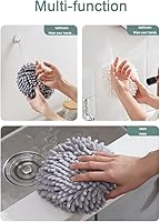 Vista 5 de 2 Pack Toallas de Mano Suave para Secar al Aire con Bola Colgante para Baño, Toallas de Microfibra Decorativas de Cocina, Bolas Esponjosas