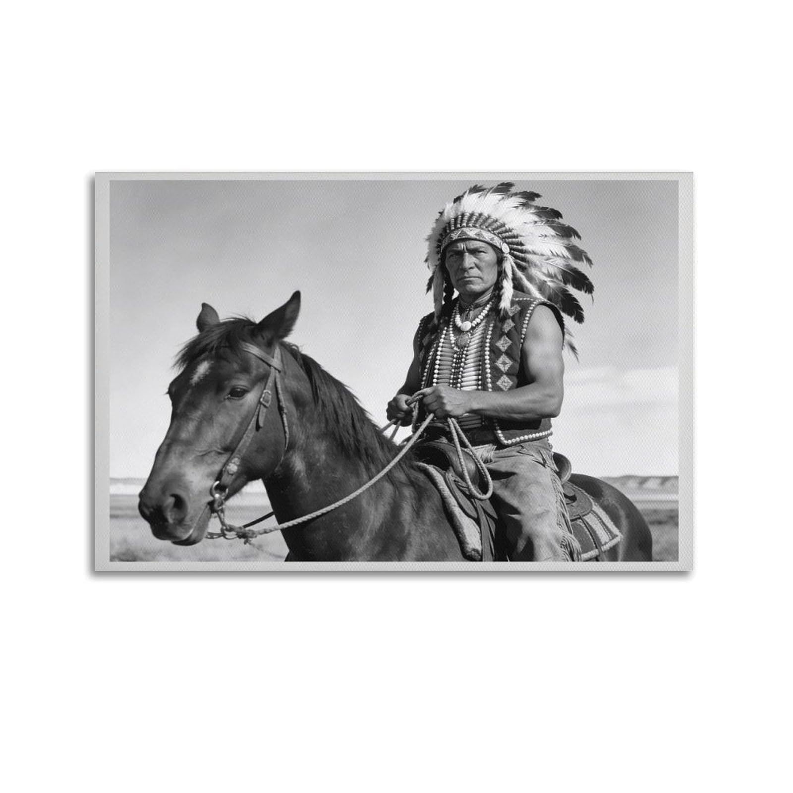 xiaoxiaoshen Comanche Chief Quanah Parker Photo Native American Indian Vintage Canvas Poster Wall Art Prints Room Aesthetic Murals Bedroom And Living Decorations 08x12inch(20x30cm)