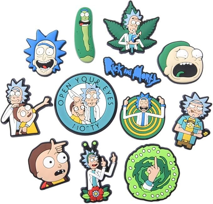 Adult Cartoon Shoe Charms PVC Shoes Decoration For Accessories Character Charms Bulk Men Women Party Gifts, R&M 12pcs