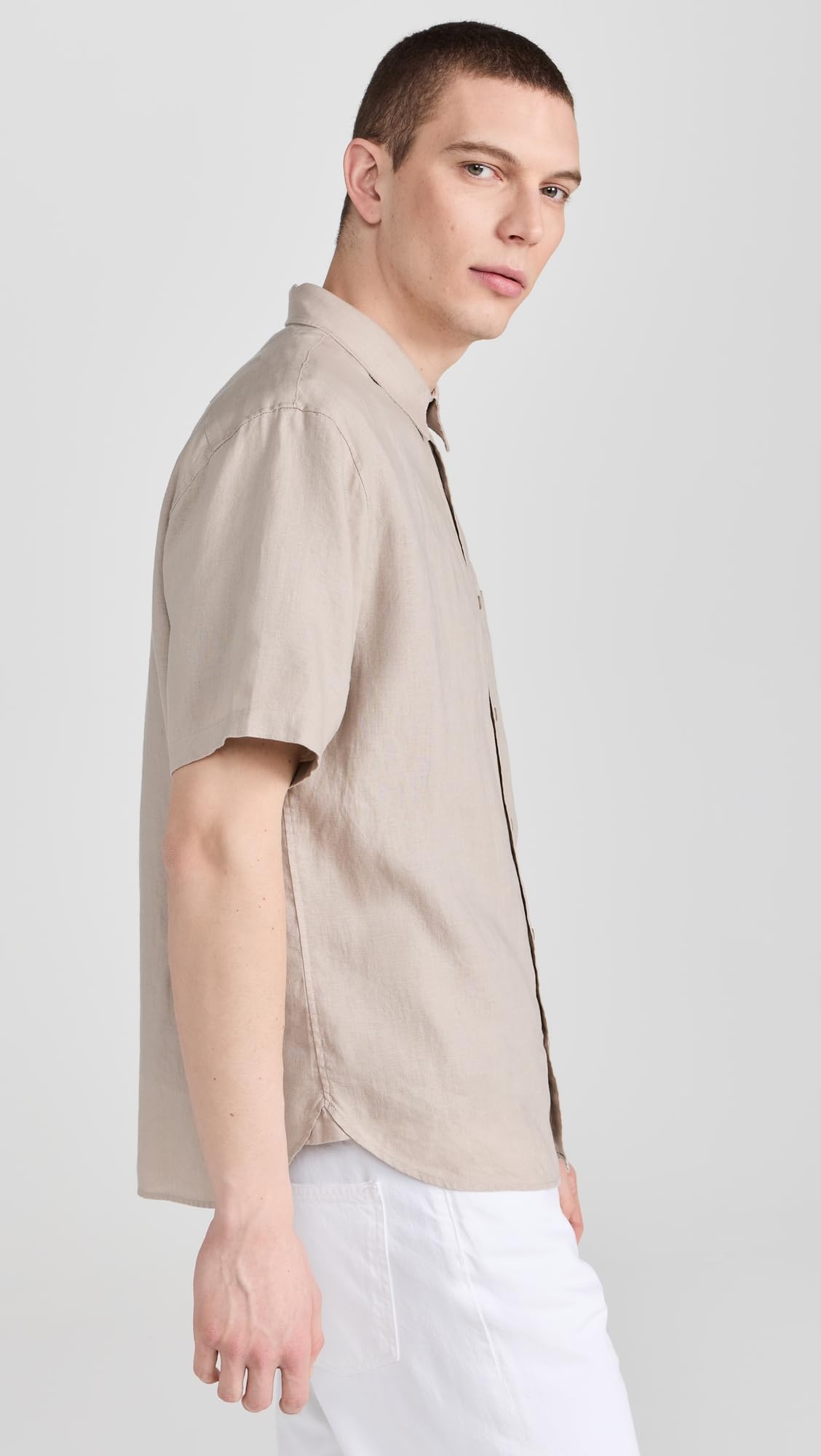 Vince Camisa de lino de manga corta para hombre
