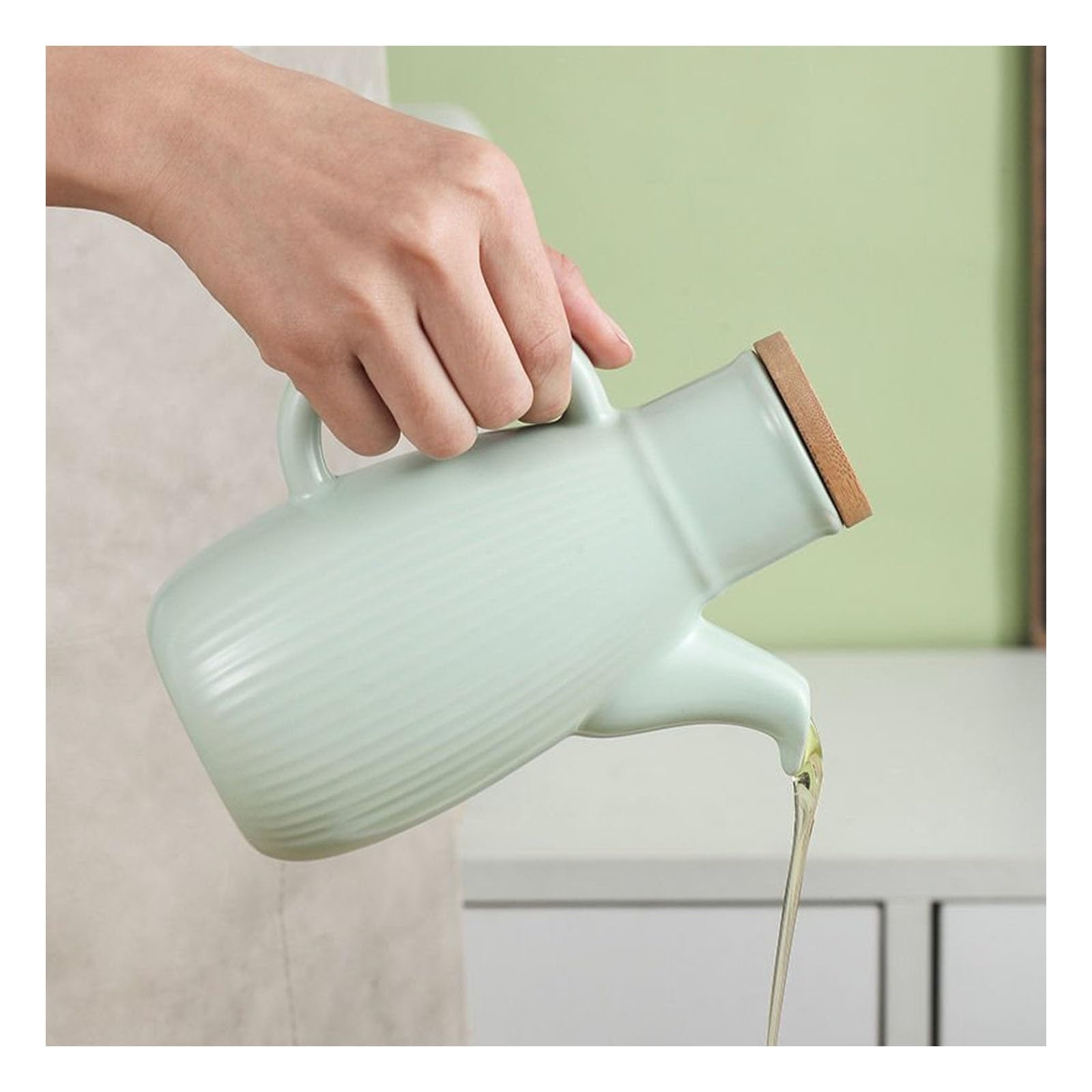 Ceramiczny dozownik oleju, vintage butelka octu do przechowywania w kuchni, pyłoszczelny sos Cruet - 450 ml
