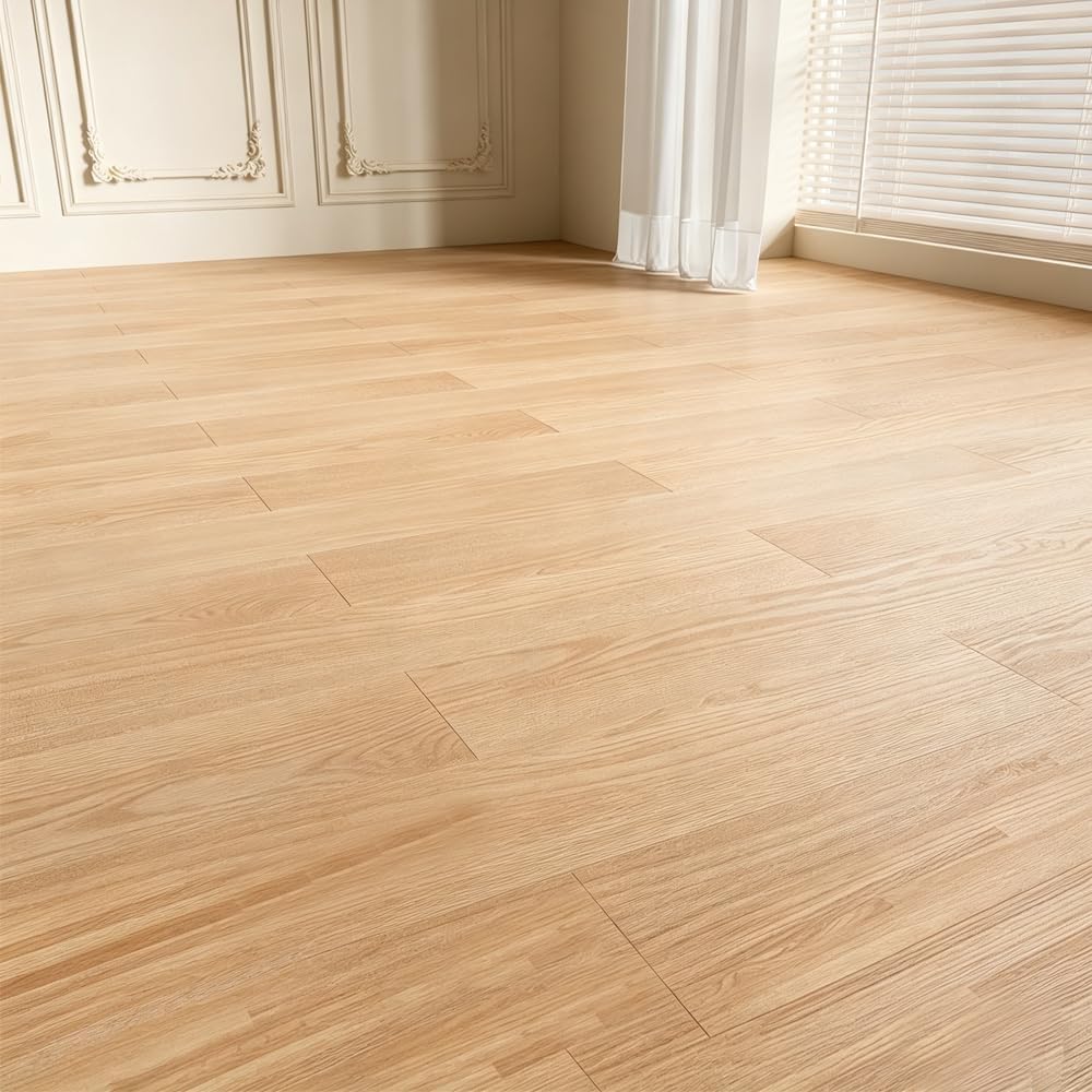 Self Adhesive Vinyl Flooring Tile 5m2, 36 Tiles 91.5x15.2cm Grained Plank Effect Floor Tiles Waterproof PVC Peal and Stick for Living Room Bathroom Kitchen Bedroom Home Office Flat (Oak Strips)