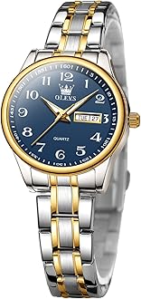 Women Watches Business Dress Female Ladies Small Wrist Watch Gold Silver Tone Stainless Steel Band Analog Quartz Day Date Waterproof Watch