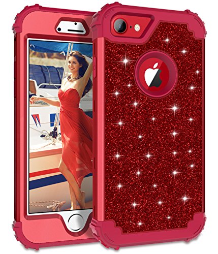 Lontect Compatible iPhone 8 Case Luxury Glitter Sparkle Bling Heavy Duty Hybrid Sturdy