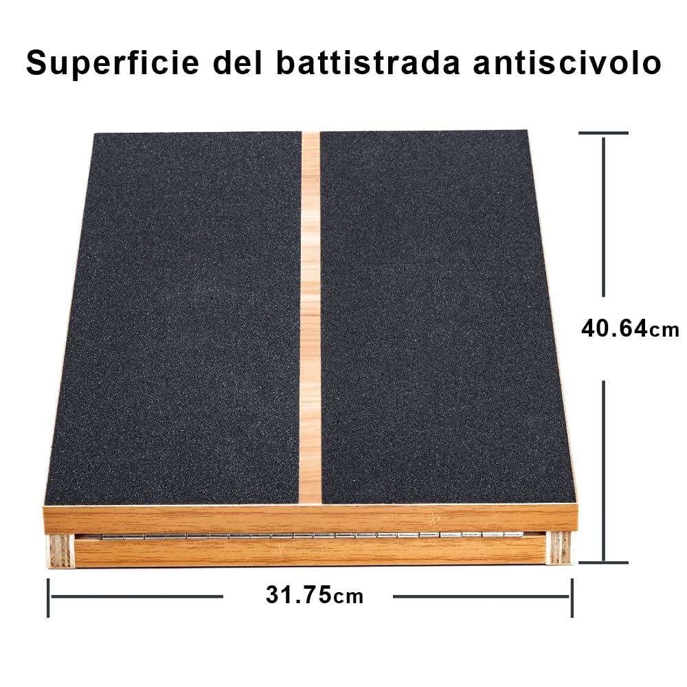 Tavola inclinata professionale in legno, tavola inclinata regolabile e barella polpaccio, tavola elasticizzata – Design extra laterale per portabilità