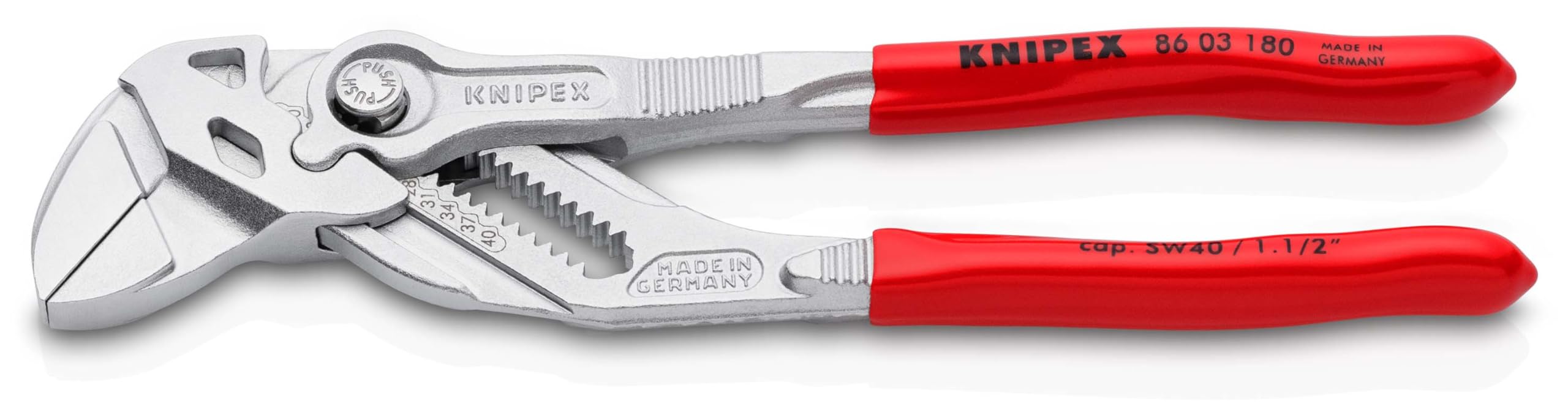 Knipex Pince-clé pince et clé à la fois chromée gainées en plastique 180 mm, 86 03 180