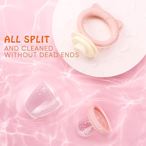 Miniatura 10 de Comedero de alimentos frescos para bebés, chupete de frutas, paquete de 2 juguetes de dentición para bebés de 3 a 24 meses, mordedor con congelador