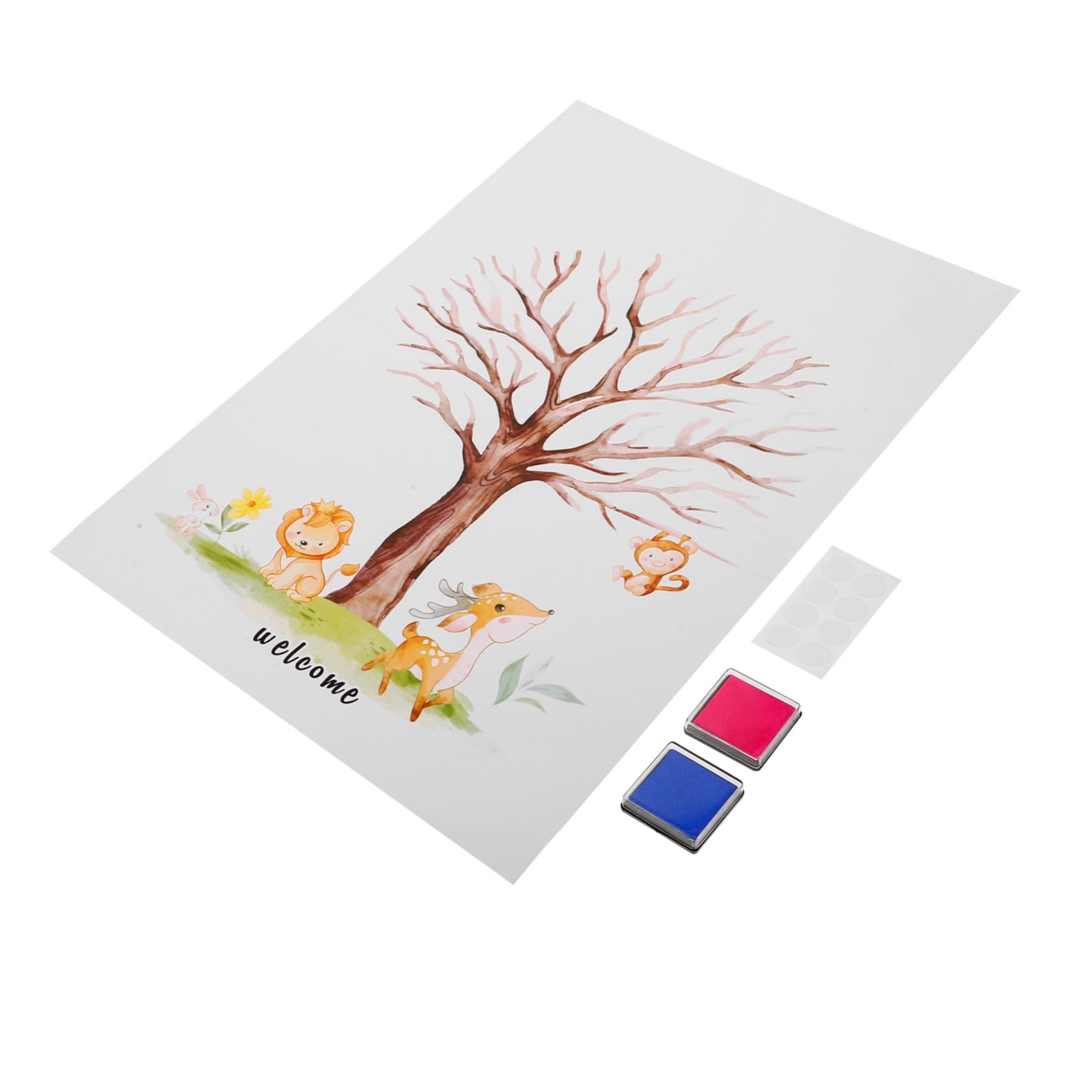 Alipis 3sätze Gender Reveal Fingerprint Tree Gästebuch Mit Poster Stempelkissen Für Shower Dekoration Und Unvergessliche Erinnerungen