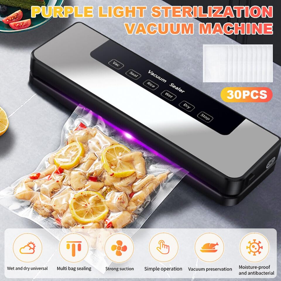 ENEM Vacuum Sealer Machine for Packing, Sealing Machine for Food Packets, 65kpa Automatic Packet Sealer Machine, with 1 Year Warranty from Enem, With 10 Vacuum Pouches 4