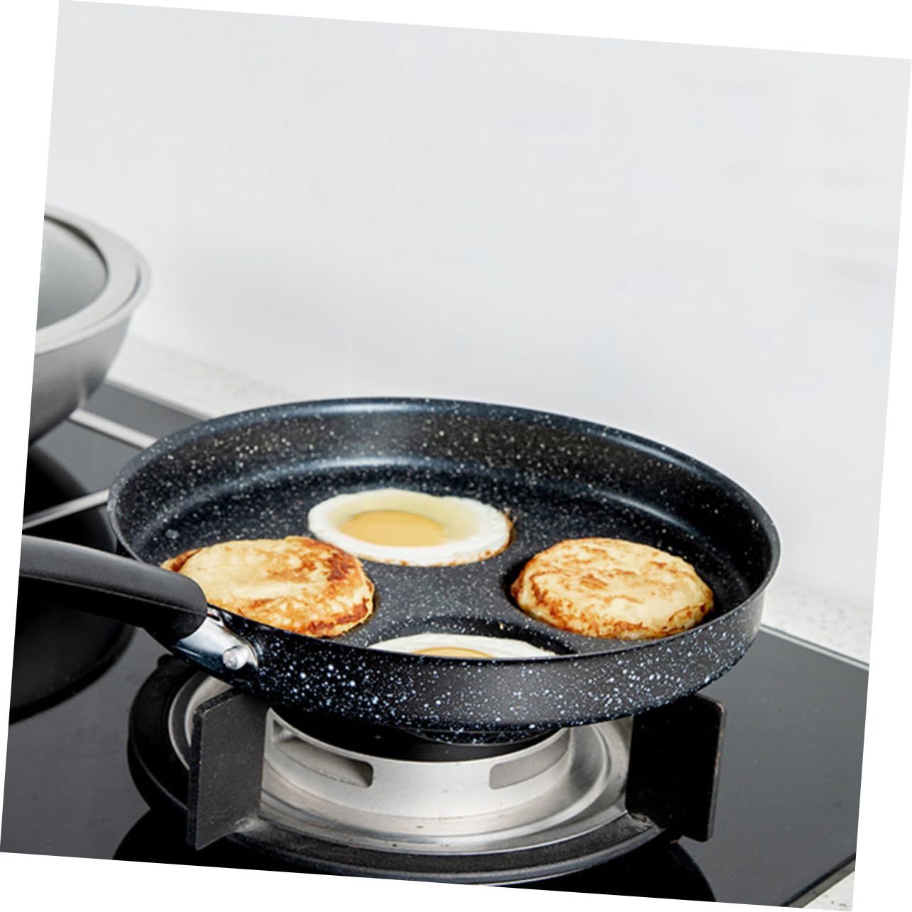 LIFKOME 2 Pezzi Padella Antiaderente per Uova e Waffle Ferro Induzione Casa Riscaldamento Uniforme e Risparmio Energetico Fondo Resistente e Facile da Pulire