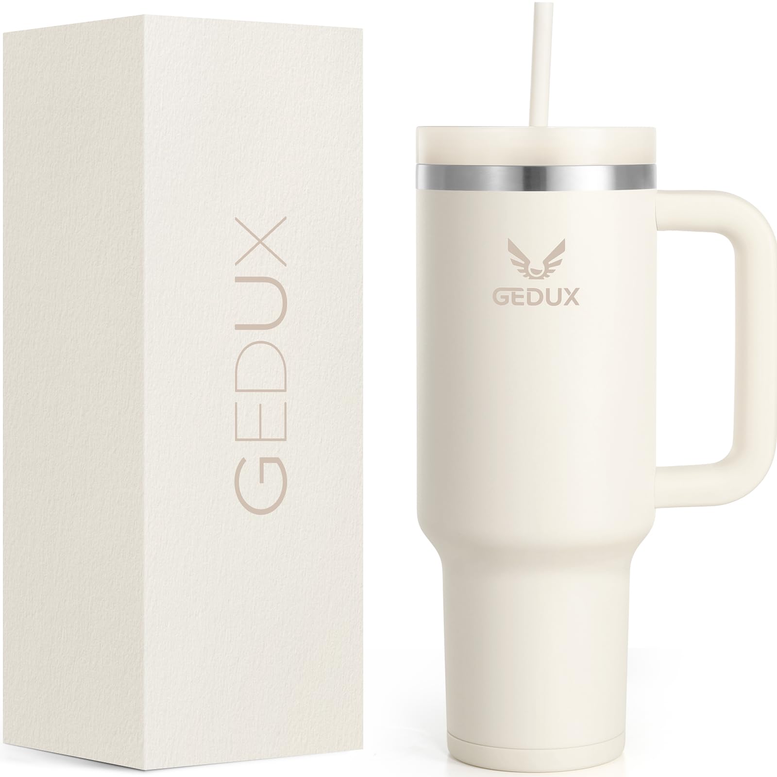 Drinking Bottle with Straw, 1.2 L Thermal Mug with Handle, Leak-Proof