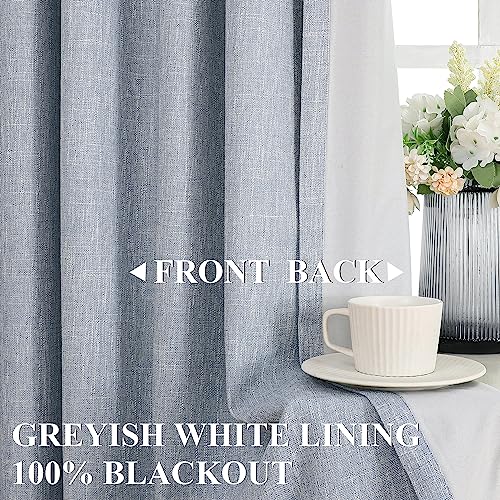 Image of Vision Home Chambray Blue Full Blackout Curtains Pinch Pleated Room Darkening Window Curtains 63 inch for Living Room Bedroom Thermal Insulated Pinch Pleat Drapes with Hooks Back Tab 2 Panel 40 inchWx63 inchL