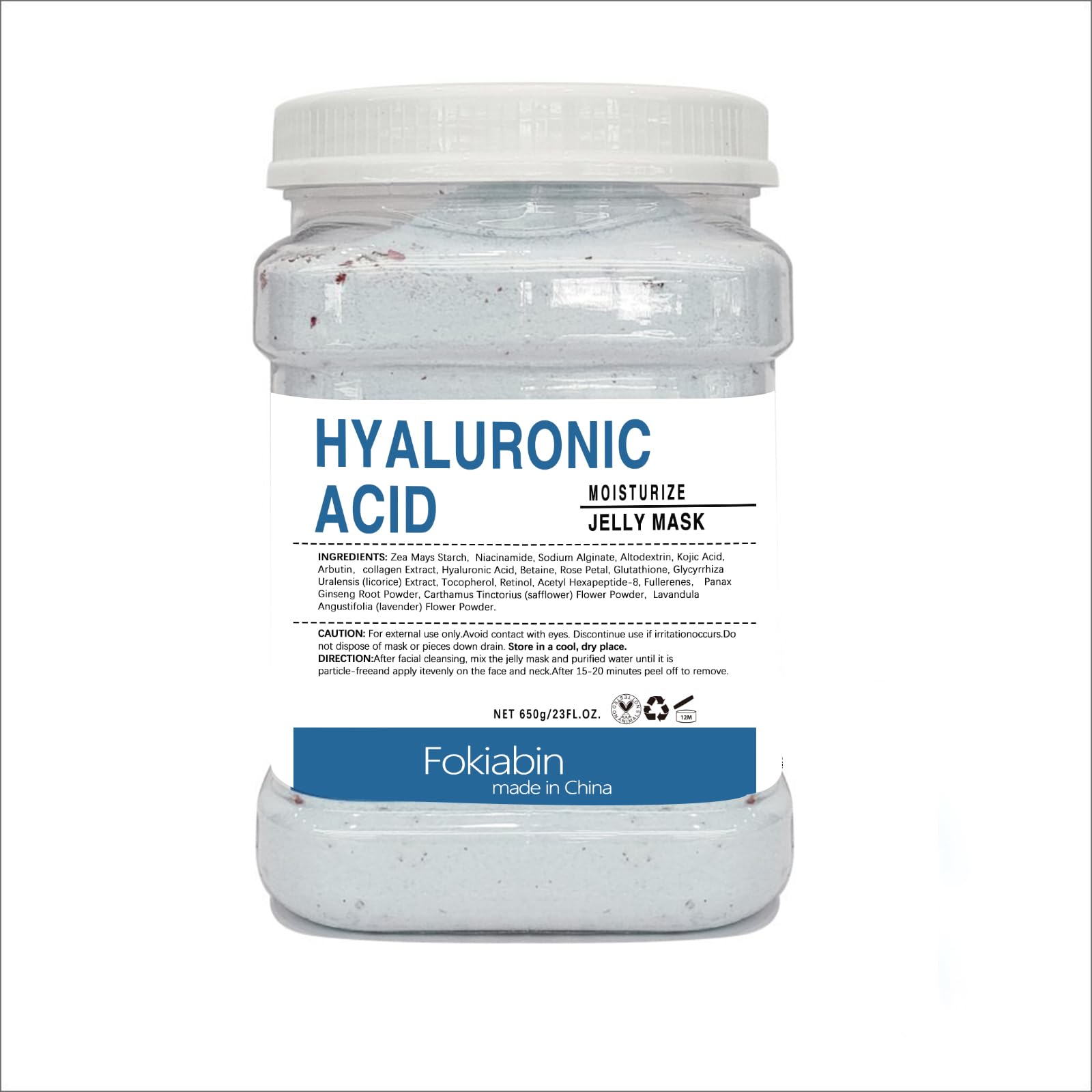 Jelly Mask for Facials, Hydrating & Moisturizing Peel-Off Rubber Gel Face Mask Skin Care for Deep Hydration & Glow, 23 Fl Oz Jar Professional Spa Use for All Skin Types with hyaluronic acid