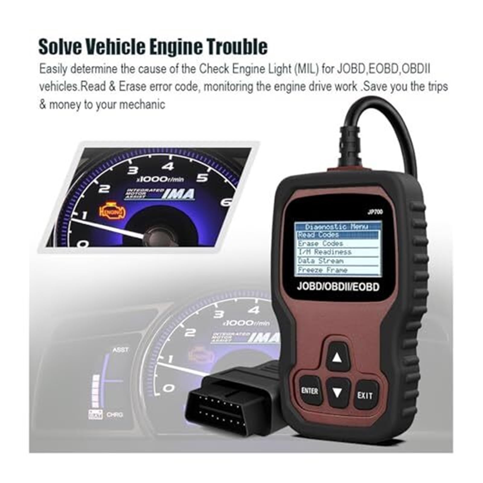 Strumento diagnostico for Auto, Scanner automobilistico OBD2 for, Camion Leggeri, SUV Lettore di Codici OBDII Completo