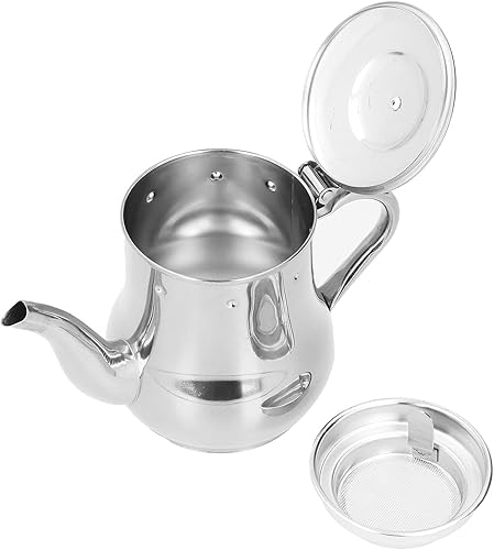 Tetera de acero inoxidable, fácil de limpiar, filtro de aceite duradero para hoteles, restaurantes, hogares (color verdadero)