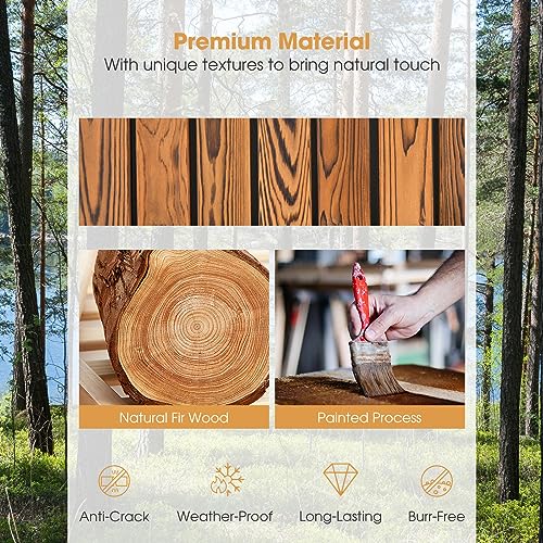 image for Tangkula 5 FT Wooden Garden Bridge, Arch Stained Finish Footbridge wit