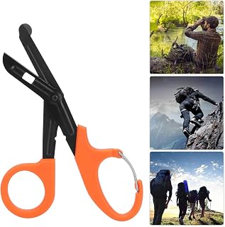 Medical Scissors, Trauma Shears, Nurses Scissors, Stainless Steel Bandage Scissors with Fine Teeth First Aid Emergency Tool (Orange)