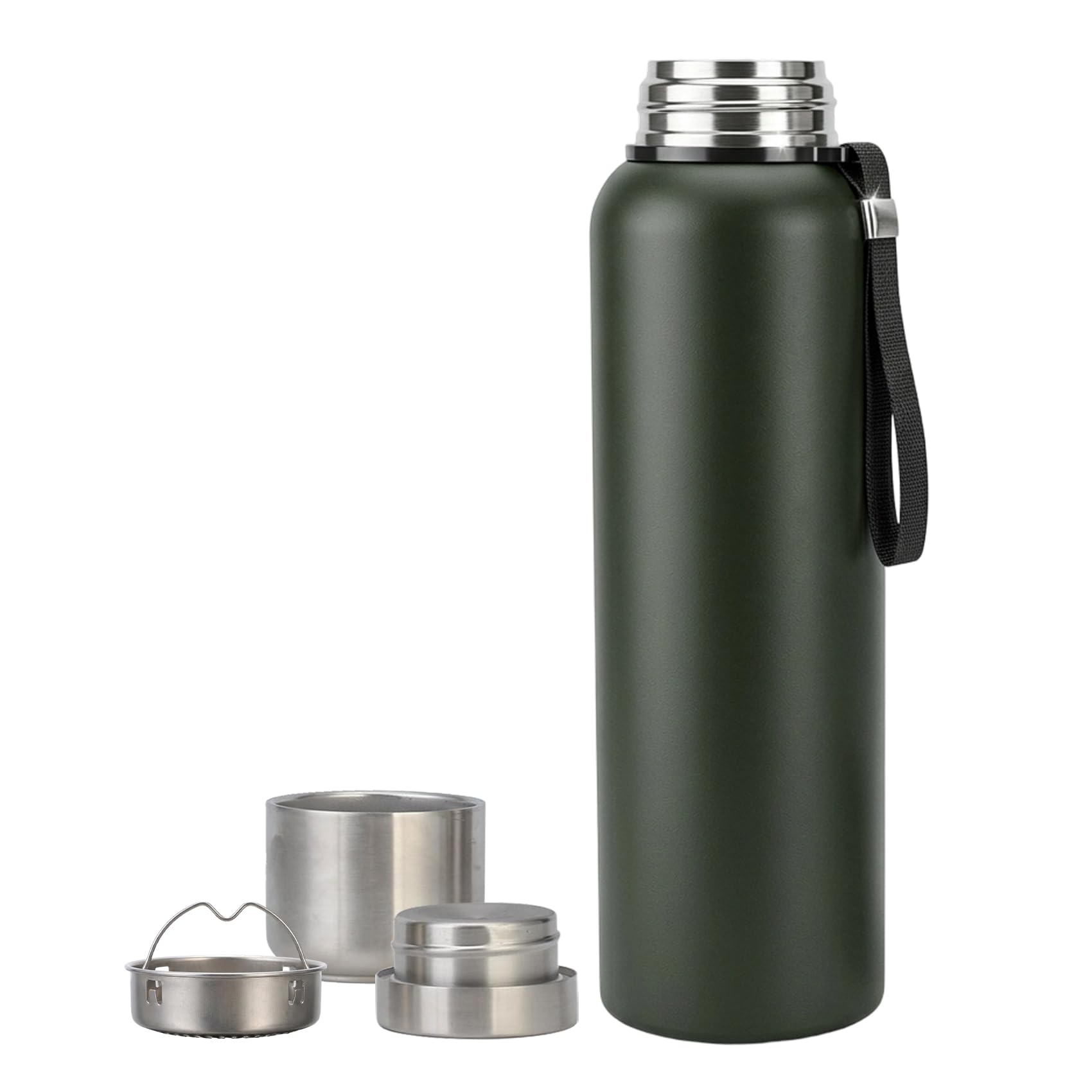 XUDREZ 1.5L Vacuum Insulated Stainless Water Bottle, Large Metal Bottle Flasks BPA Free, Non-Leak Sports Drinks Bottle for Running, Gym, Cycling (Dark Green)