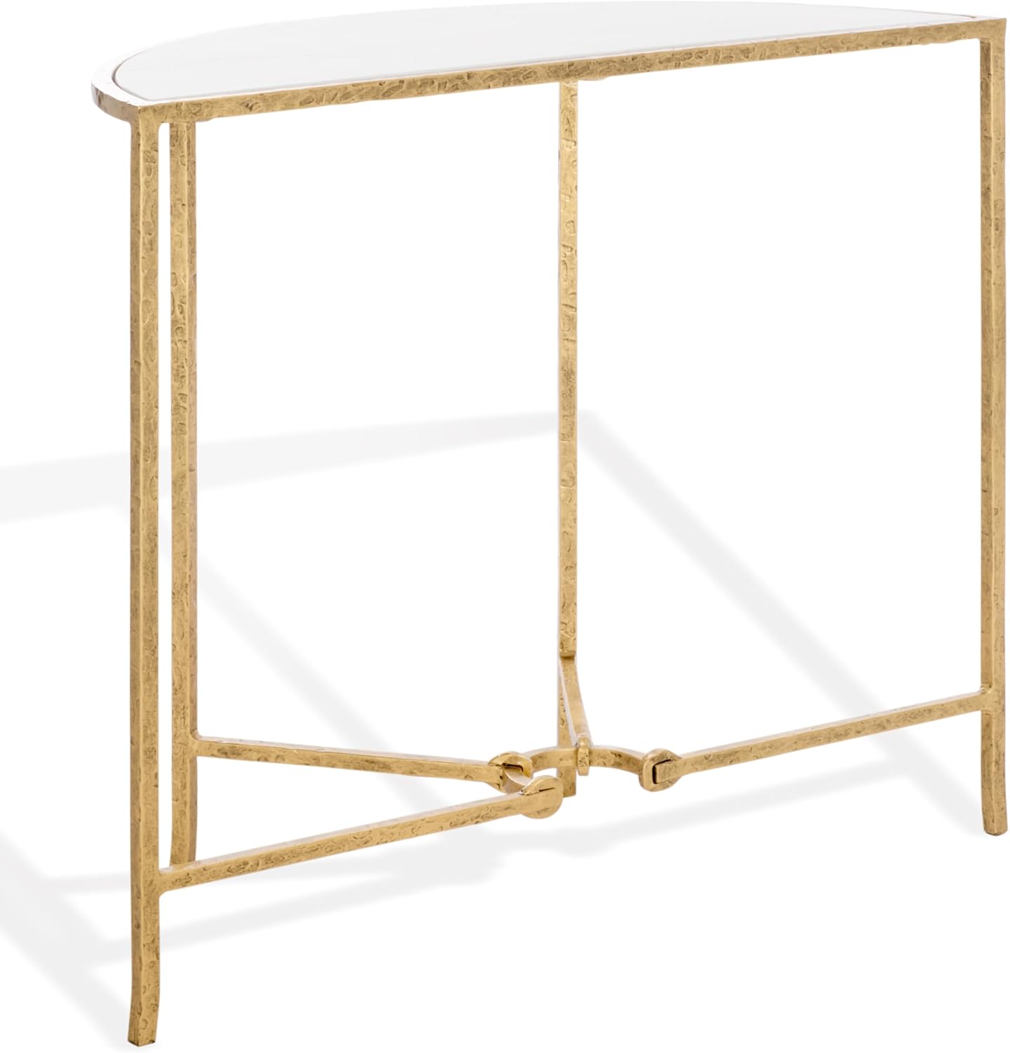 SAFAVIEH Couture Collection Tauri Brass & White Marble Half Moon Console Table (Fully Assembled)