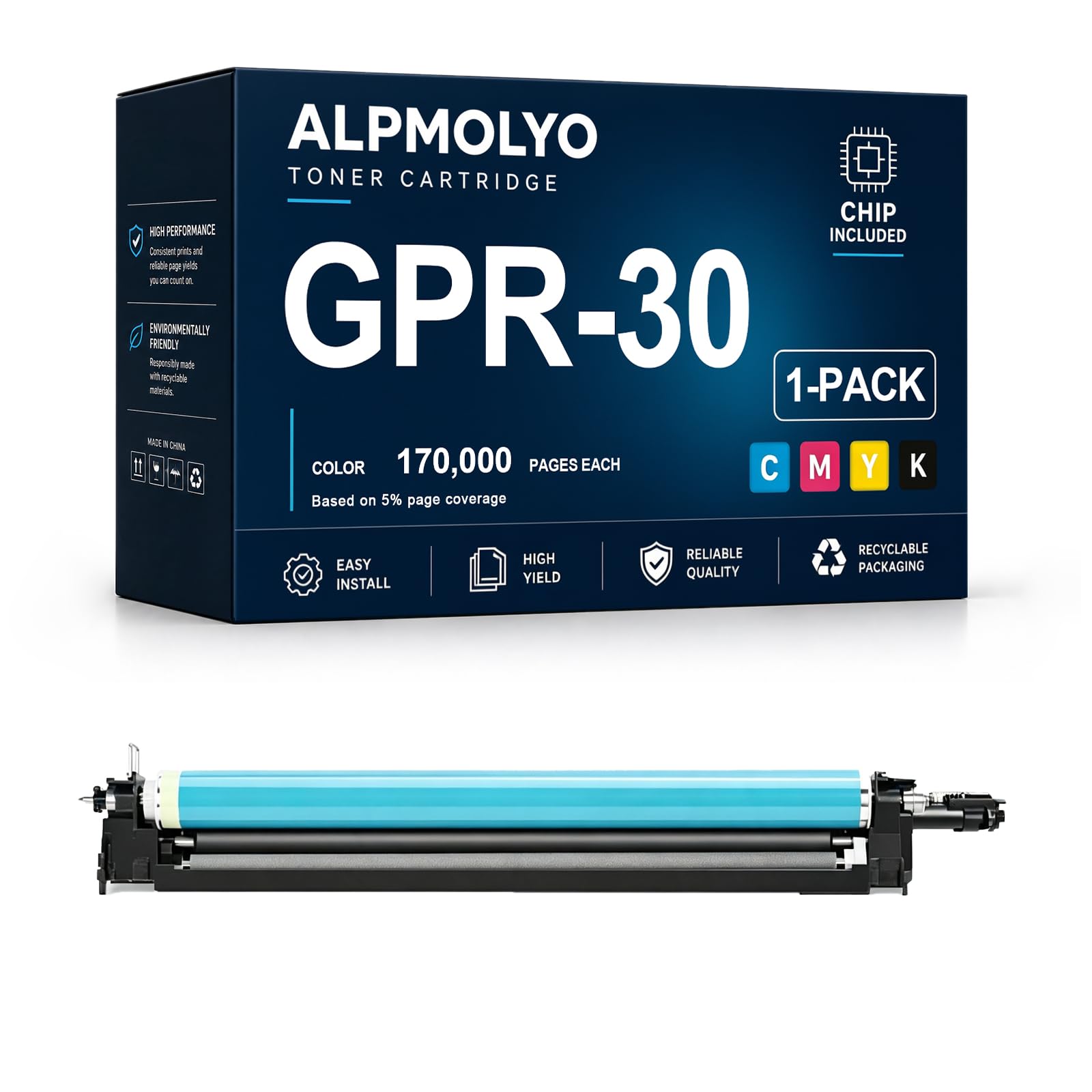Sostituzione della cartuccia di toner ad alta resa GPR-30 per GPR-30 C-EXV28 NPG-45, compatibile con Canon iR-ADV C5045 C5045i C5051 C5051i C5250 C5255, nero ciano magenta giallo 4 colori,170000Pages