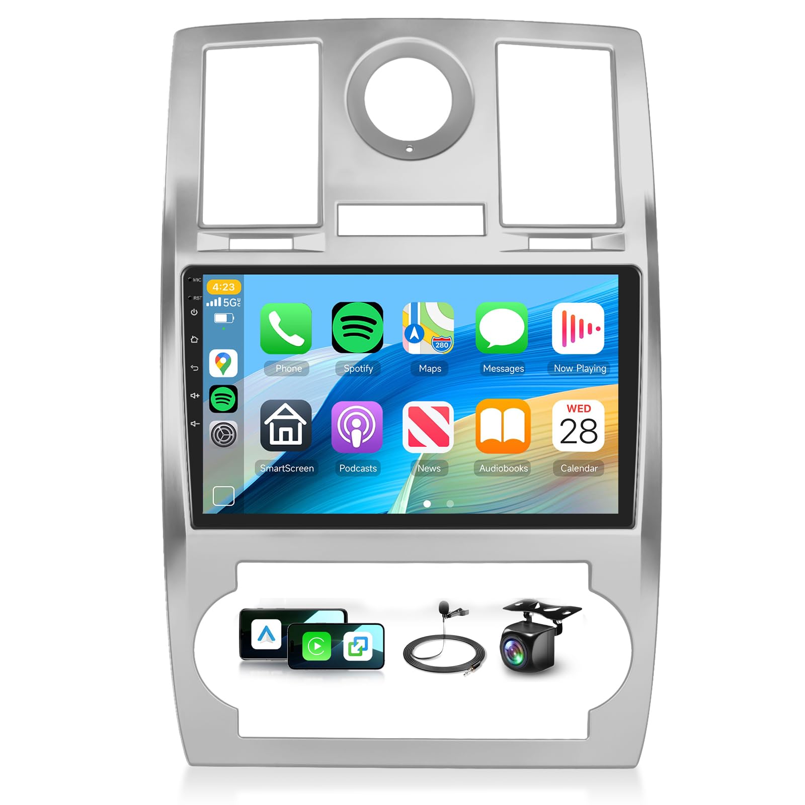 【2+64G】 for Chrysler 300C 2004-2011 Car Radio with Wireless Carplay/Android Auto,Android Car Stereo 9" Touch Screen GPS Navigation WiFi Bluetooth FM/RDS Mirror Link SWC+ Backup Camera-picture-17