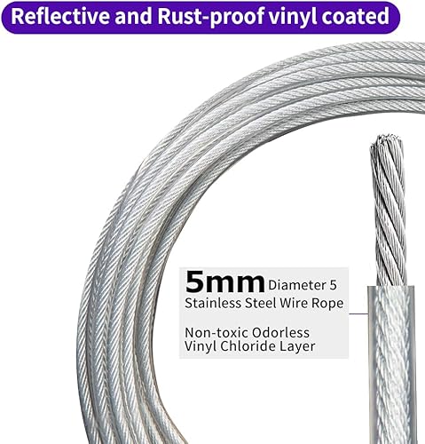 Miniatura 2 de Dudiun Cable de amarre de 10 pies para perros de hasta 500 libras, cables de perro para patio y campamento, sin enredos, a prueba de óxido, cable de