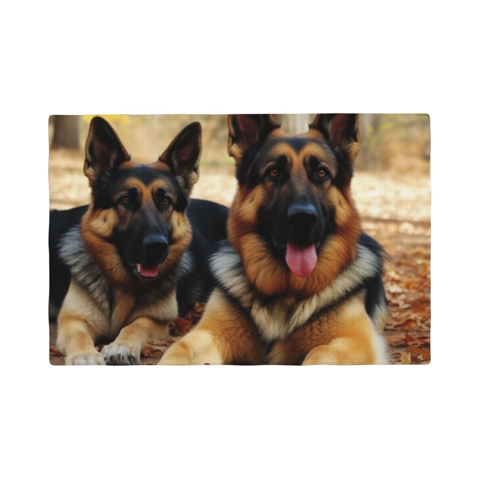4PCS Linen Placemats Set German Shepherd Dog Place Mat for Dining Table 12x18 Inch Heat Resistant Place Mats Non-Slip Table Mats for Kitchen Weddings Party Decor Indoor/Outdoor