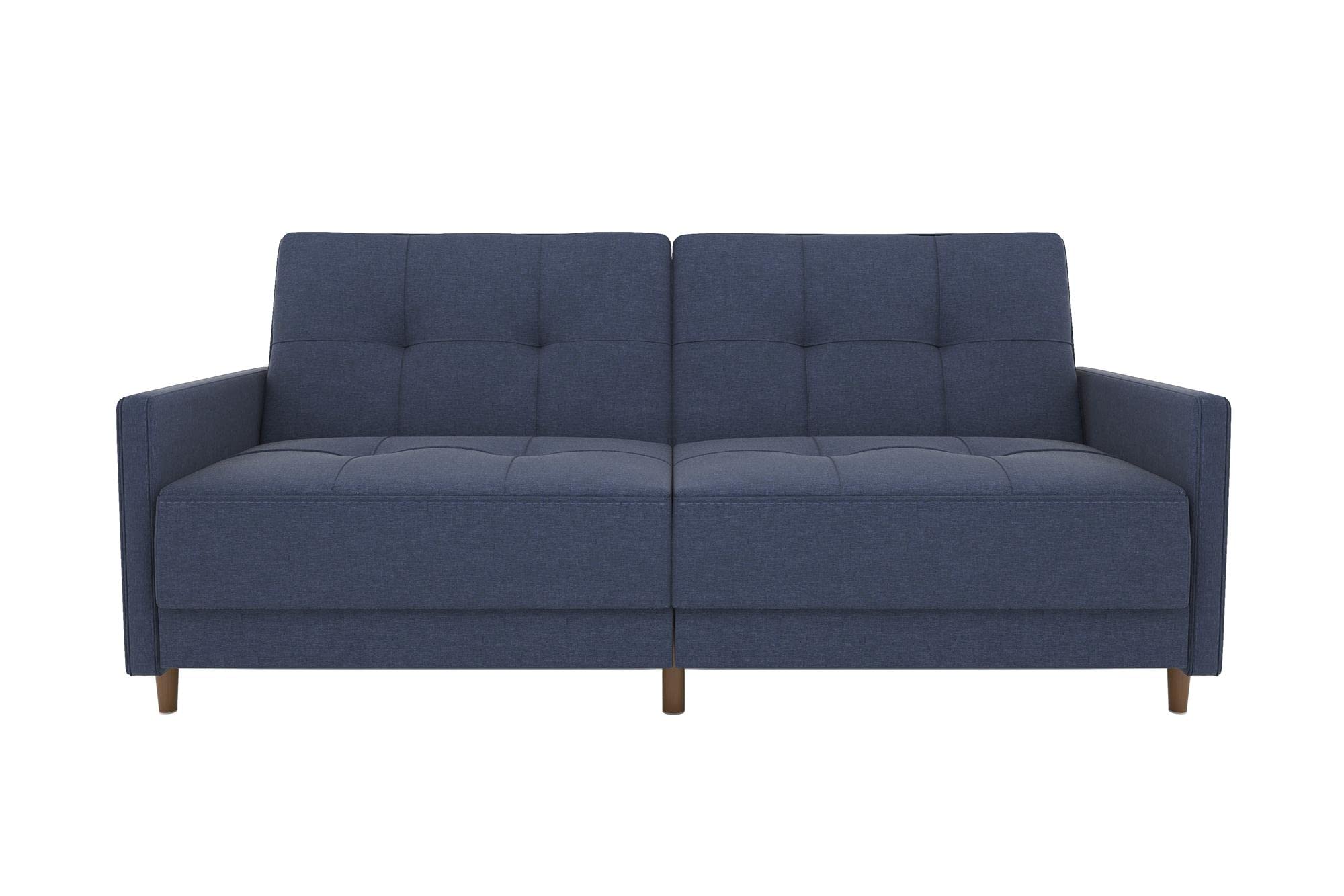 DHP Andora 76 Inch Futon Sofa Bed, Modern Upholstered Couch Sleeper with Button Tufted Back and Seat, Navy