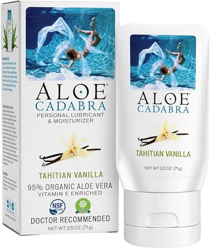 Aloe Cadabra Lubricante personal saborizado e hidratante vaginal, lubricante orgánico de aloe comestible para hombres, mujeres y parejas, no mancha,