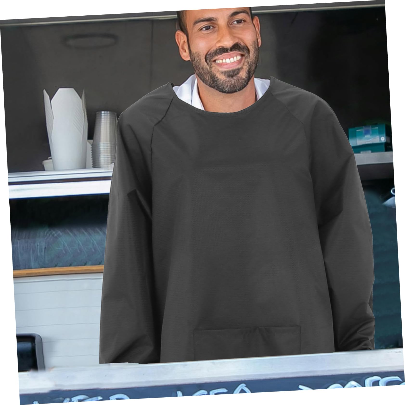 Tablier Imperméable et Anti-Huile à Manches Longues, Usage Ménage et Peinture, Vêtement de Travail avec Poches, pour Hommes et Femmes