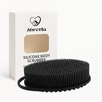 Silicone Body Scrubber, Bath Brush with Soft Bristles for Deep Cleaning, Blue, Pink, Green, Black Black