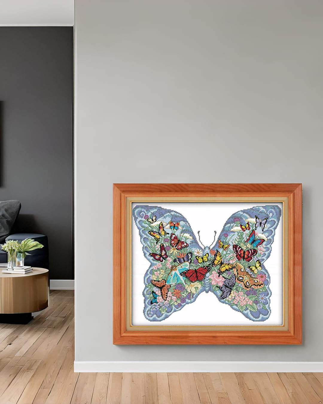 CaptainCrafts Cross Stitch Kits Butterfly Stamped Cross Stitch Printed Fabric Cross Stitch DMC DIY Art Embroidery Kits (Preprinted 11CT - Image 2