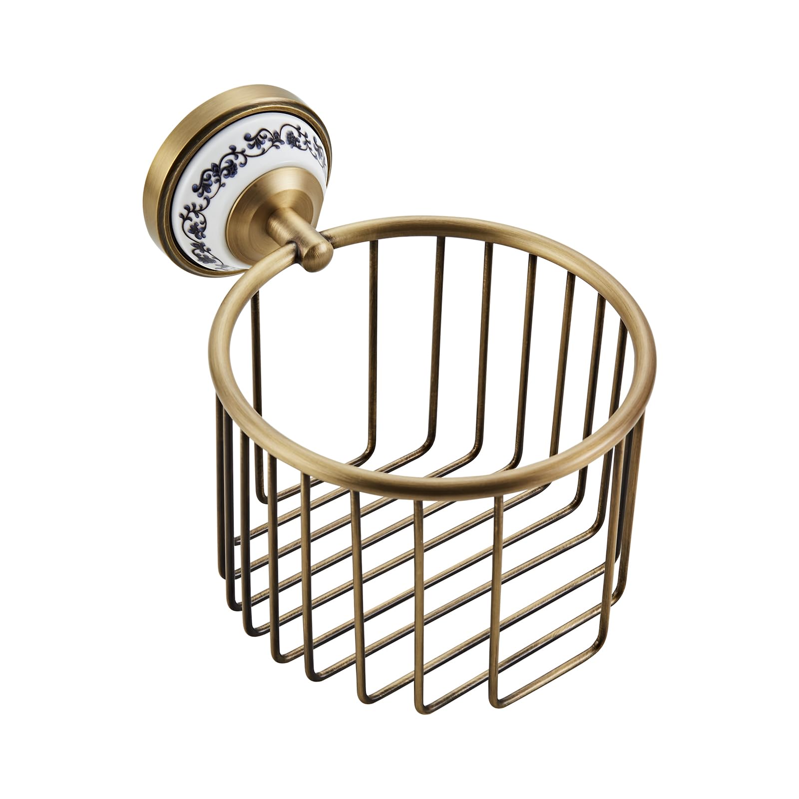 Vintage Toilet Paper Holder Wall Mounted Bathroom Roll Tissue Wire Basket, Antique Brass — Amazon image 11