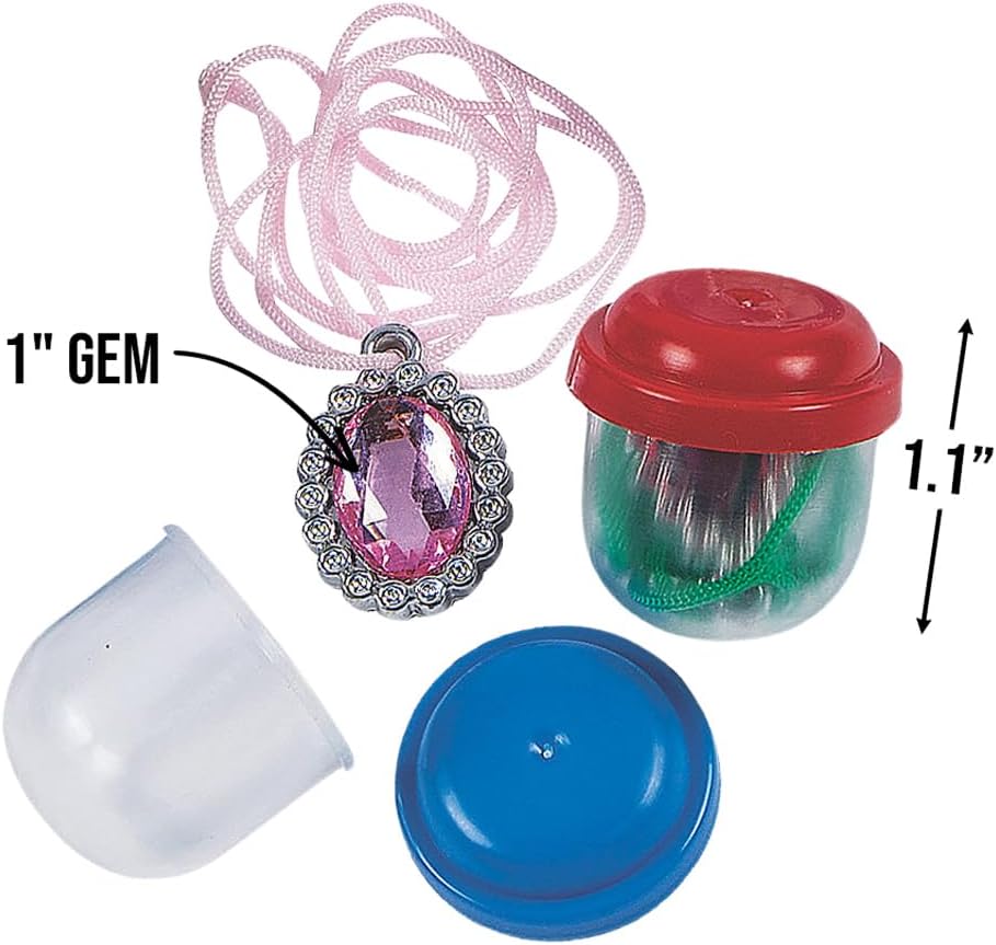 Fun Express Bulk Vending Machine Capsules with Stone Necklaces - 1.1 inch - Toys - 250 Pieces