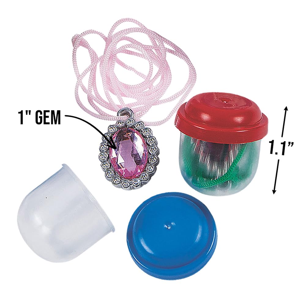 Fun Express Bulk Vending Machine Capsules with Stone Necklaces - 1.1 inch - Toys - 250 Pieces