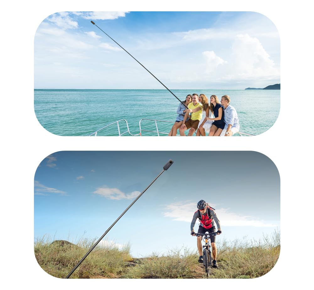 Inov8 Perche à Selfie Extra Longue et légère en Carbone Extensible Invisible pour Insta360 X2/X3/X4/X5/Ace Pro et DJI/GoPro/caméras d'action/Smartphones 5 m